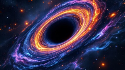 Obraz premium Exploring black hole structure: event horizon, accretion disk, singularity.