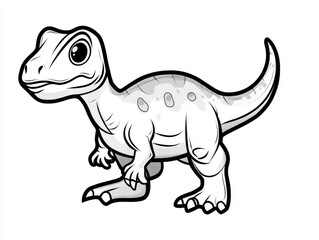 Naklejka premium A cute cartoon dinosaur stands on two legs, featuring a rounded head and small arms, ready for a fun adventure.