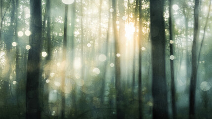 Fototapeta premium Green nature bokeh background with the tree in the park for graphic design or wallpaper.