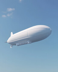 Fototapeta premium A sleek, white airship floating in a clear blue sky, showcasing modern transport technology.
