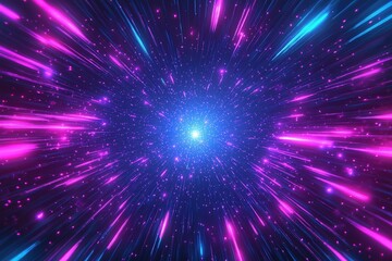 Obraz premium Purple and pink lights radiating in a starburst effect in space