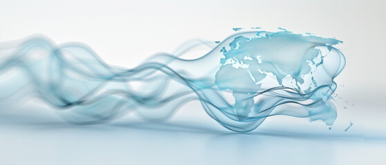 Transparent earth globe wire-frame model made out of polygonal structure lines and dots