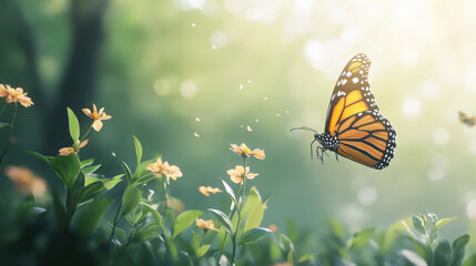 Nature background with a field of blooming flowers for graphic design or wallpaper.