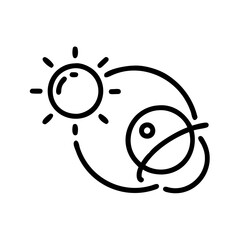 Obraz premium Good icon planet and sun in orbital motion