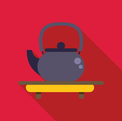 Metal teapot sits on a wooden tray, embodying the essence of traditional asian tea ceremonies