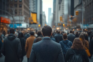 Obraz premium Backlit City Commuter Suit, Crowd, Concrete Jungle