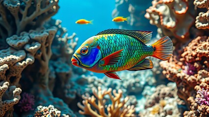 Colorful parrotfish, a reef's dynamic display.