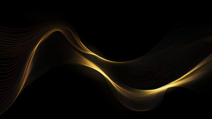 golden linear curve layout, background is dark,. 