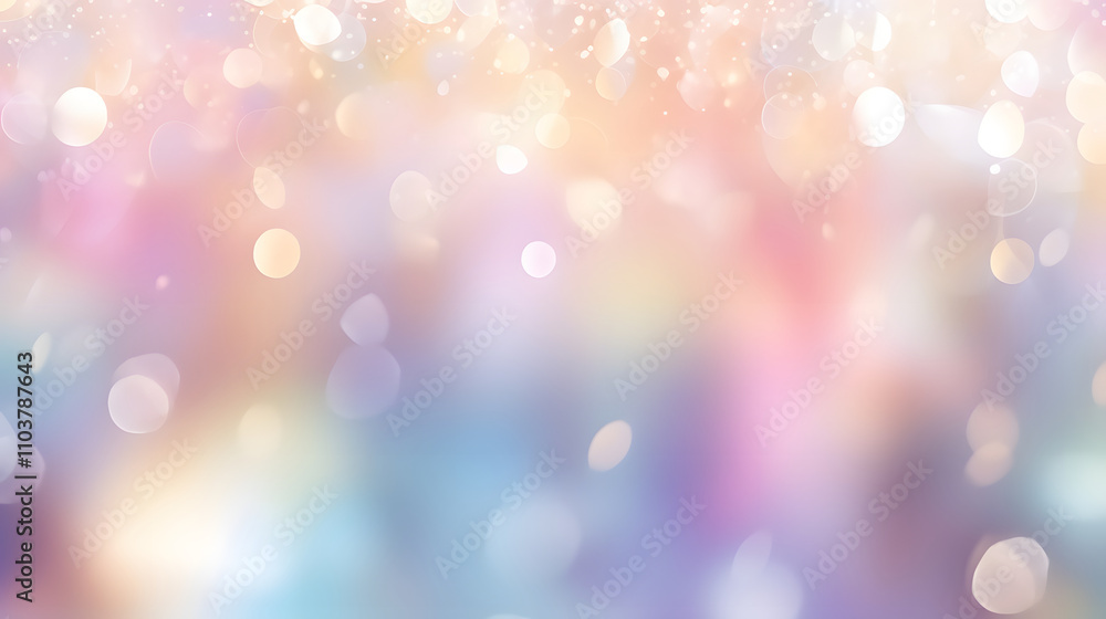 Poster a soft, dreamy background with bokeh effects in pastel colors for design use.