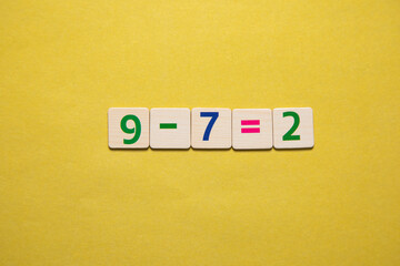 Concept of math. 9-7=2