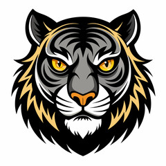 Majestic tiger face portrait in vector art.