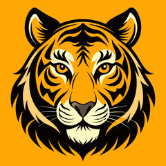 Bold and colorful tiger face design for graphics.