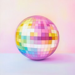 A colorful disco ball reflecting light, creating a vibrant atmosphere perfect for parties and celebrations.