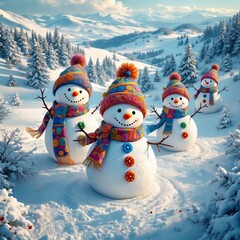 Obraz premium Frosty figures, vibrant and bold.