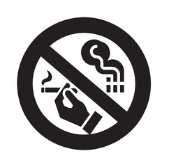 No Smoking prohibition icons, smoking addiction silhouette vector illustration