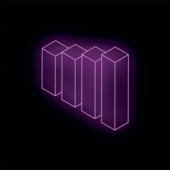 Neon purple bars forming an increasing graph on a black background