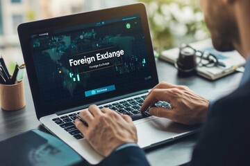 Obraz premium Foreign Exchange Trading on Laptop