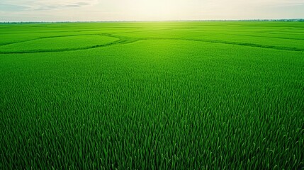 Obraz premium Innovative agricultural practices for sustainable farming rice fields aerial view natural environment green innovations