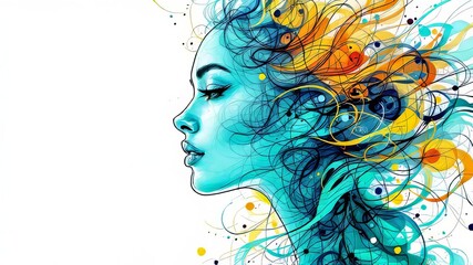 Left-aligned abstract doodle lines.  Modern, minimalist art.