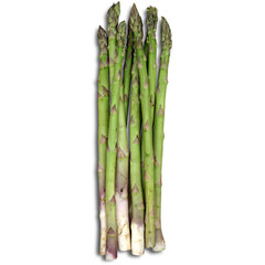 A group of fresh green asparagus stalks arranged neatly.