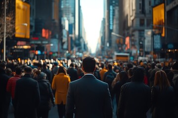 Businessman in Anonymous City Crowd Rush Hour Scale