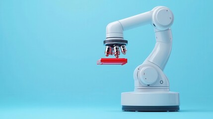Robotic lab sample handler, detailed equipment blueprint, 3D illustration