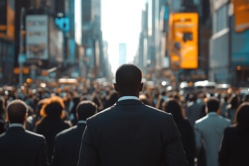 Obraz premium Businessman Walking Away City Daytime Congestion