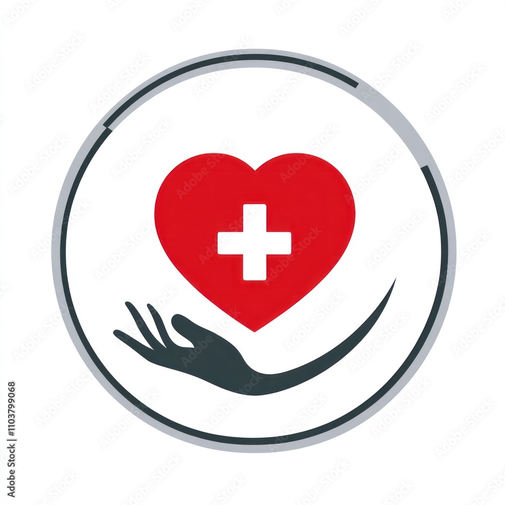 Poster here's a and keyword list for your image.. heart healthcare symbol; red heart with cross in hand.