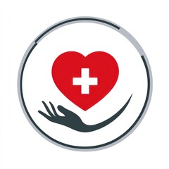 Obraz premium Here's a and keyword list for your image.. Heart healthcare symbol; red heart with cross in hand.