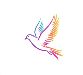 Here's a  and keyword list for your image.. Colorful flying dove, peace symbol design.
