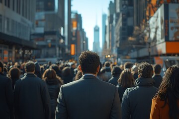 Businessman Walking Through Diverse Metropolis Crowd