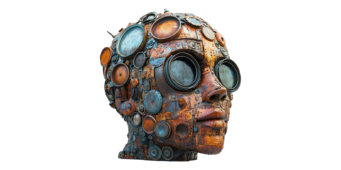 Steampunk Face with Goggles Isolated on Transparent Background