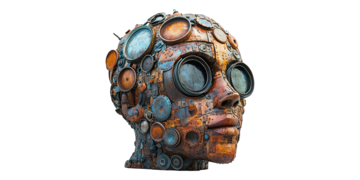 Steampunk Face with Goggles Isolated on Transparent Background
