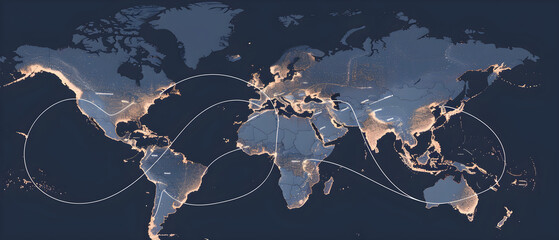 "Global Supply Chain Routes Mapping: Visualizing Major Trade Paths and Connectivity Across Continents"