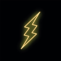 Bright neon yellow lightning bolt is striking diagonally from the top right corner on a black background