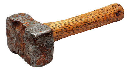 Rusty Metal Hammer with Wooden Handle and Aged Texture