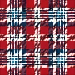 layered plaid design with a vibrant red base