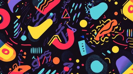 Obraz premium Abstract Geometric Pattern: Colorful Shapes and Lines