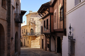 Calle Mayor - typical main street of Museum Spanish Village Mallorca (or Poble Espanyol de Mallorca) in Palma, Mallorca, Spain	
