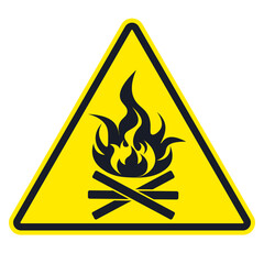 Triangular yellow warning sign 