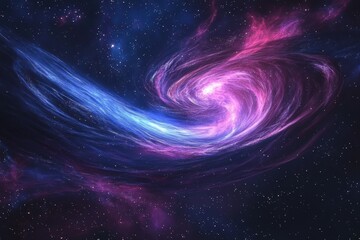 Vibrant Spiral Galaxy with Swirling Pink and Blue Nebulas and Sparkling Stars in a Majestic Cosmic Scene