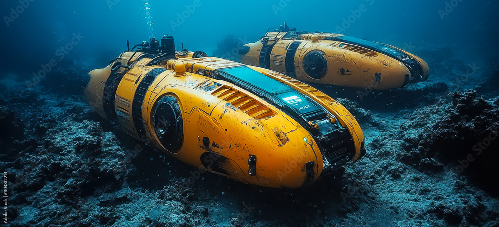 Aufkleber ai-controlled mining bots exploring deep-sea and underground mineral resources