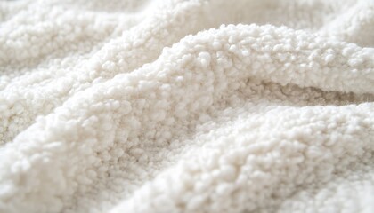 White Fluffy Fabric Texture Close Up View