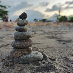 close up of stacking rocks 
