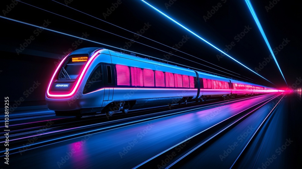 Poster advanced self-driving hyperloop rapid transit train.