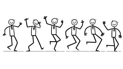 stick figure men dancing
