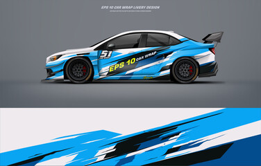 Fototapeta premium Racing Car branding mockup with racing wrap decal or livery design, car wrap design 
