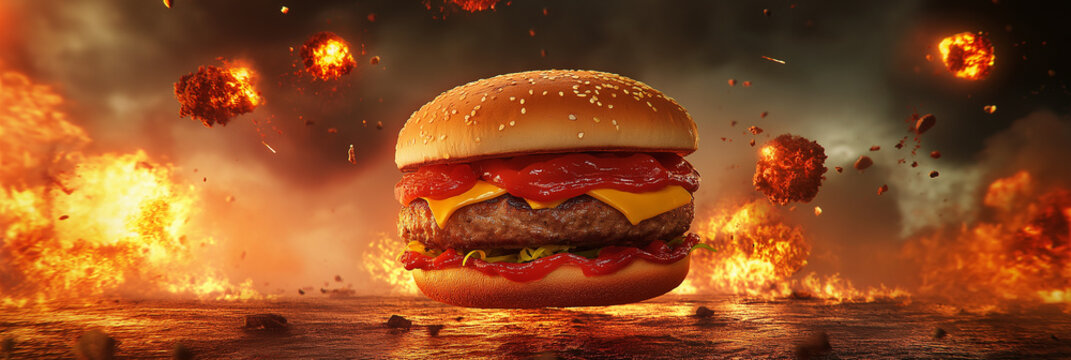 Gigantic Burger Catapulted Into the Air