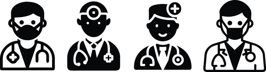Set of Doctor Silhouette Vector Art