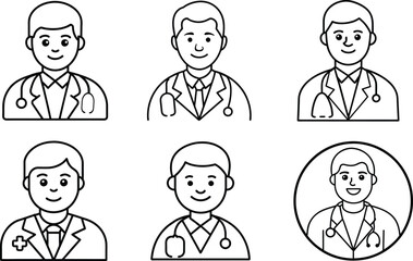 Set of Doctor Silhouette Vector Art